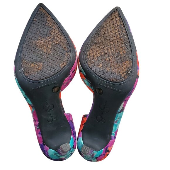 Jessica Simpson Multicolor Floral Heels Bright Pink, Purple, Turquoise 7.5M - Picture 10 of 12